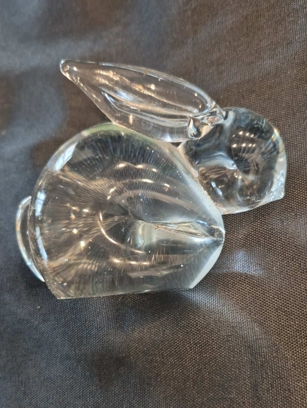 Vintage Crystal Clear Glass Bunny Figurine Or Papetweight